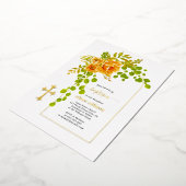 Oranje bloemen en bloemkool goud folie uitnodiging (Gedraaid)