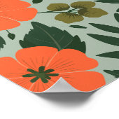 Oranje bloemen en groene bladeren poster (Hoek)