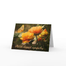 Oranje bloemen en Kaart van het Butterfly Condolen