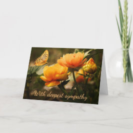 Oranje bloemen en Kaart van het Butterfly Condolen