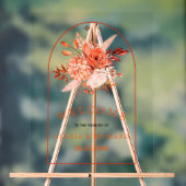 Oranje bloemen en sierbloemen, welkom bruiloft acryl bord (Neutraal)