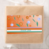 Oranje bloemen en strips Dank u voor Etiket (Insitu)
