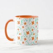 Oranje bloemen en Waterverf Twigs Pattern Mok (Links)