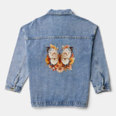 Oranje bloemen en witte vlinder denim jacket (Achterkant)