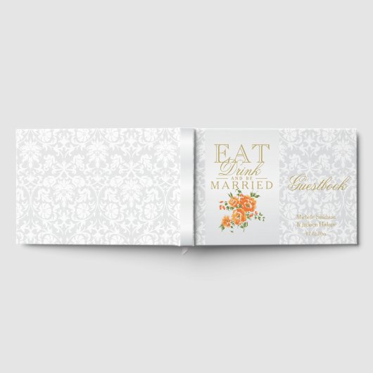 Oranje bloemen eten, Drinken en trouwen gastenboek (Volledig)