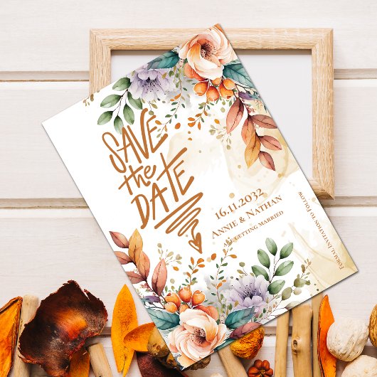 Oranje Bloemen Fall Wedding Save the Date
