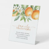 Oranje Bloemen Favoriete Familie Tradities Spel Reclamebord Met Voetstuk (Voorkant)