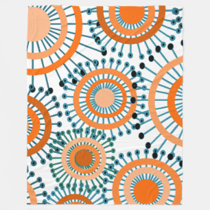 Oranje bloemen fleece deken