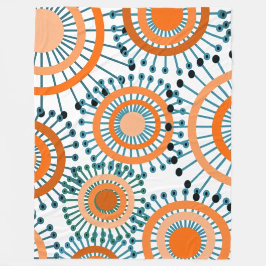 Oranje bloemen fleece deken (Voorkant)