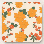 Oranje bloemen, flessenpatroon, patroon van bloeme bier onderzetter (Voorkant)