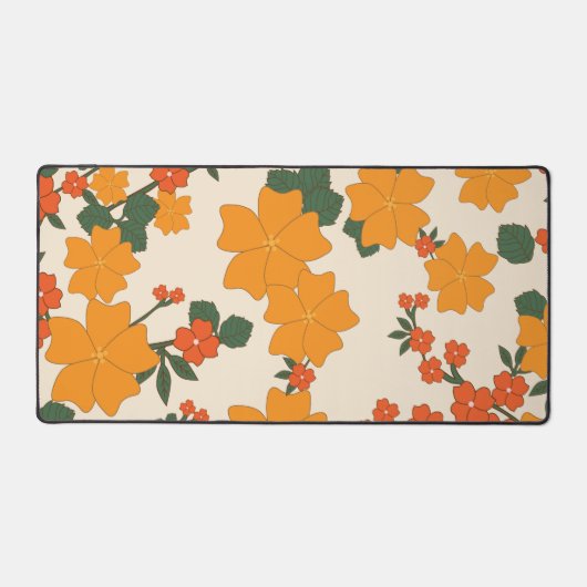 Oranje bloemen, flessenpatroon, patroon van bloeme bureaumat (Voorkant)