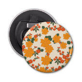 Oranje bloemen, flessenpatroon, patroon van bloeme button flesopener (Voorkant)
