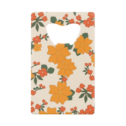 Oranje bloemen, flessenpatroon, patroon van bloeme creditkaart flessenopener (Voorkant)
