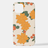 Oranje bloemen, flessenpatroon, patroon van bloeme iPhone hoesje (Achterkant)