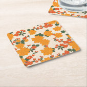 Oranje bloemen, flessenpatroon, patroon van bloeme kartonnen onderzetters (Schuin)