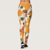 Oranje bloemen, flessenpatroon, patroon van bloeme leggings (Achterkant)