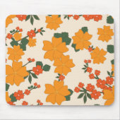 Oranje bloemen, flessenpatroon, patroon van bloeme muismat (Voorkant)