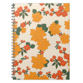 Oranje bloemen, flessenpatroon, patroon van bloeme notitieboek (Voorkant)