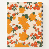 Oranje bloemen, flessenpatroon, patroon van bloeme notitieboek (Achterkant)