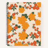 Oranje bloemen, flessenpatroon, patroon van bloeme notitieboek (Voorkant)