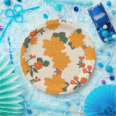 Oranje bloemen, flessenpatroon, patroon van bloeme papieren bordje (Feest)