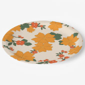 Oranje bloemen, flessenpatroon, patroon van bloeme papieren bordje (Gekanteld)