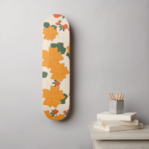 Oranje bloemen, flessenpatroon, patroon van bloeme persoonlijk skateboard