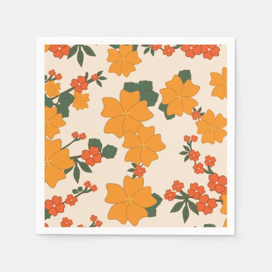 Oranje bloemen, flessenpatroon, patroon van bloeme servet (Voorkant)