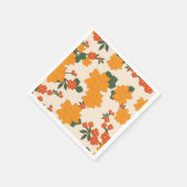 Oranje bloemen, flessenpatroon, patroon van bloeme servet (Hoek)