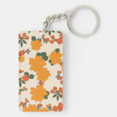 Oranje bloemen, flessenpatroon, patroon van bloeme sleutelhanger (achterkant)
