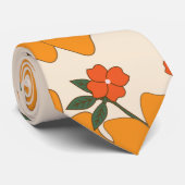 Oranje bloemen, flessenpatroon, patroon van bloeme stropdas (Opgerold)
