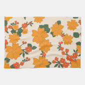 Oranje bloemen, flessenpatroon, patroon van bloeme theedoek (Horizontaal)