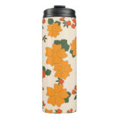 Oranje bloemen, flessenpatroon, patroon van bloeme thermosbeker (Voorkant)