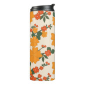 Oranje bloemen, flessenpatroon, patroon van bloeme thermosbeker (Gedraaid links)