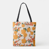 Oranje bloemen, flessenpatroon, patroon van bloeme tote bag (Achterkant)