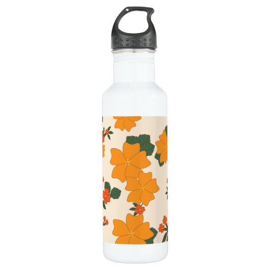 Oranje bloemen, flessenpatroon, patroon van bloeme waterfles  (Voorkant)