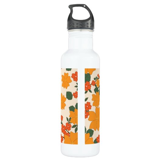 Oranje bloemen, flessenpatroon, patroon van bloeme waterfles  (Achterkant)