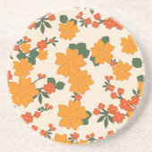 Oranje bloemen, flessenpatroon, patroon van bloeme zandsteen onderzetter (Voorkant)