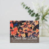 Oranje bloemen Floral Wedding Save the Date Briefkaart (Staand voorkant)