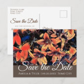 Oranje bloemen Floral Wedding Save the Date Briefkaart (Voorkant / Achterkant)