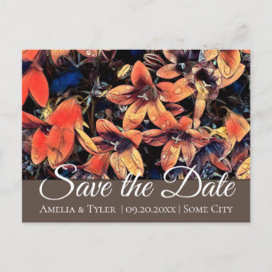 Oranje bloemen Floral Wedding Save the Date Briefkaart