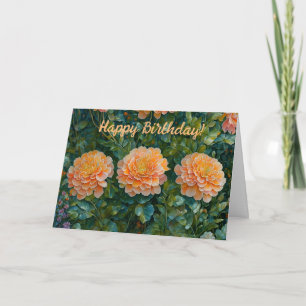Oranje bloemen Garden Art Birthday Kaart