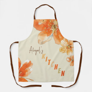 Oranje Bloemen Gepersonaliseerde All-Over Print Sc Schort