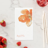 Oranje bloemen gepersonaliseerde bruiloft servet (Insitu)