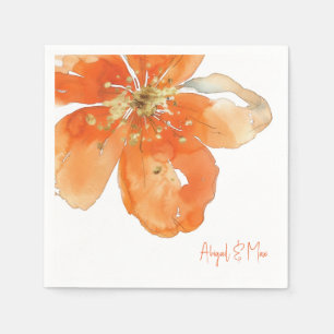 Oranje Bloemen Gepersonaliseerde Trouwcocktail II Servet