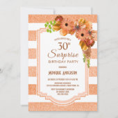 Oranje Bloemen Gestreepte Verrassing 30e Verjaarda Kaart (Voorkant)