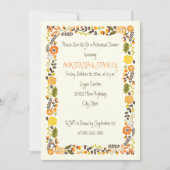 Oranje Bloemen Grens bruiloft repetitie diner Kaart (Voorkant)