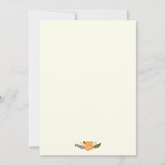 Oranje Bloemen Grens bruiloft repetitie diner Kaart (Achterkant)