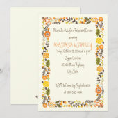 Oranje Bloemen Grens bruiloft repetitie diner Kaart (Voorkant / Achterkant)