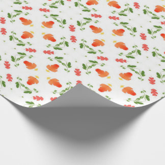 Oranje bloemen groen bladeren patroon cadeaupapier